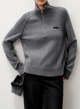 艾诺丝商场同款2025冬季新款灰色立领毛衣宽松羊毛针织衫AR804117