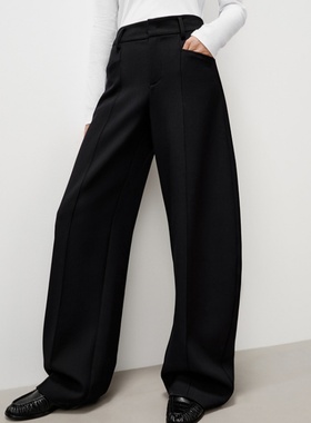 艾诺丝商场同款2025秋季新款黑色时尚弯刀裤女显瘦阔腿裤AR304111