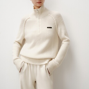 艾诺丝商场同款2025冬新款山羊绒混纺针织套衫女简约毛衣AR804153