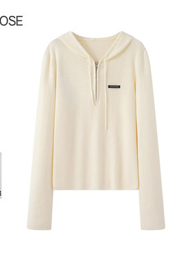 2025秋冬季新款艾诺丝时尚休闲百搭连帽针织衫毛衣女上衣804164