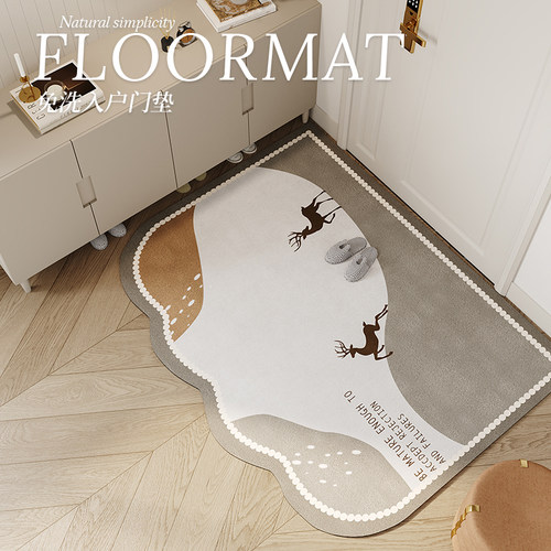 北欧风莫兰迪入户门地垫不规则进门地毯耐脏免洗pvc可裁剪门口垫
