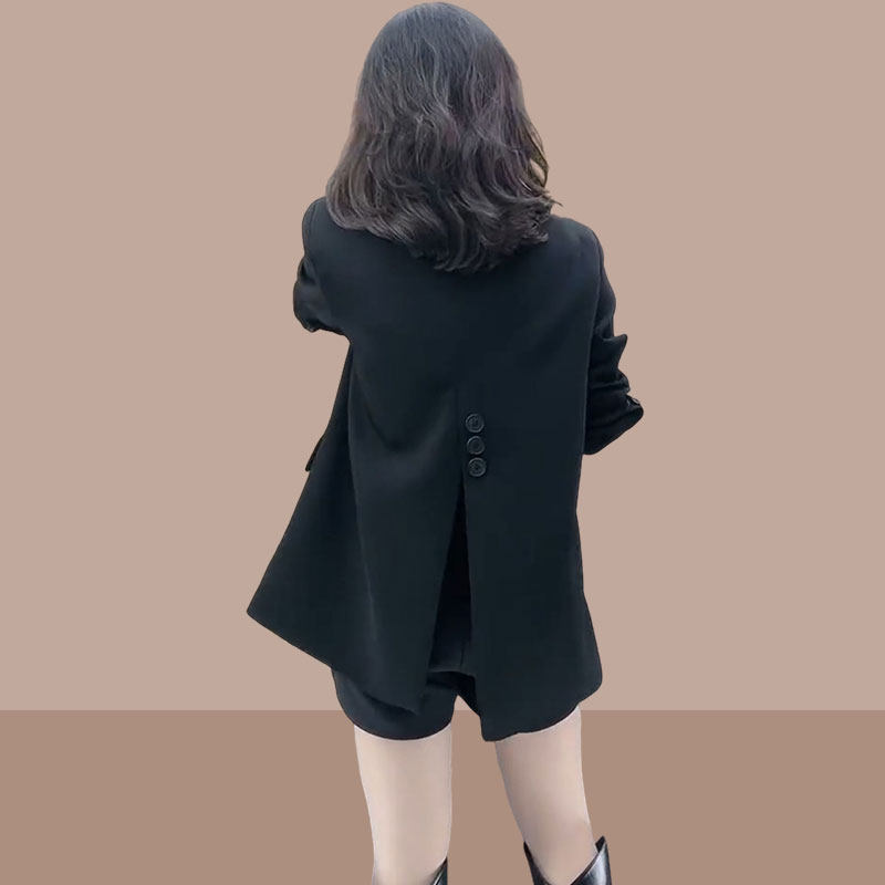 女士西装外套设计感小众2024春秋季新款小西服小个子黑色休闲复古