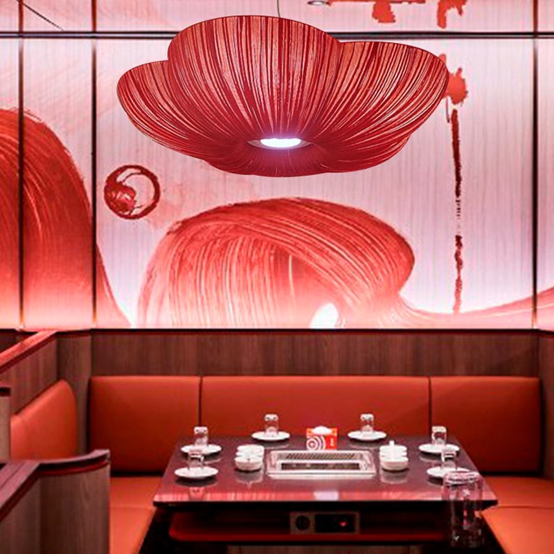 新中式创意个性日式餐饮包厢会所火锅店店铺吧台工程餐桌布艺吊灯