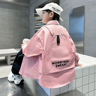 男童衬衫外套春秋款2024新款儿童春装上衣大童春季衣服帅气时髦潮