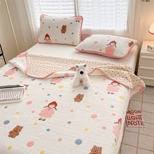 可定制牛奶绒+纯棉床盖三件套加厚双面可用垫秋冬榻榻米防滑床单