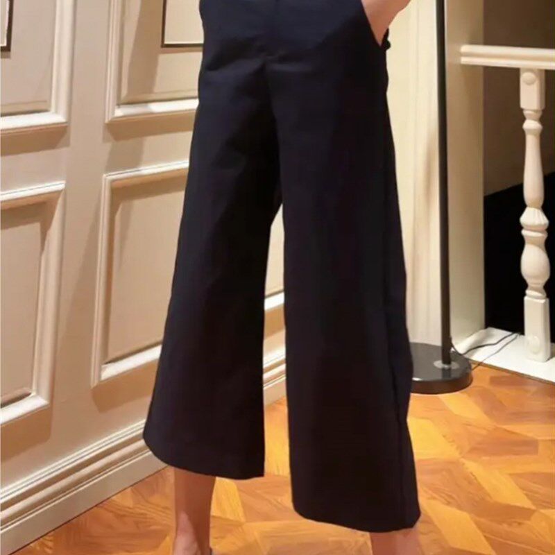 2024夏季薄款西装裤女大码高腰直筒休闲裤胖mm宽松显瘦八分阔腿裤