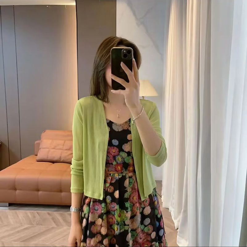 冰丝薄款开衫针织吊带裙套装女2025夏季显瘦气质减龄连衣裙两件套