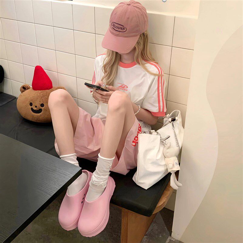 纯棉夏季短袖T恤女短裤2025情侣宽松复古休闲运动套装时尚两件套