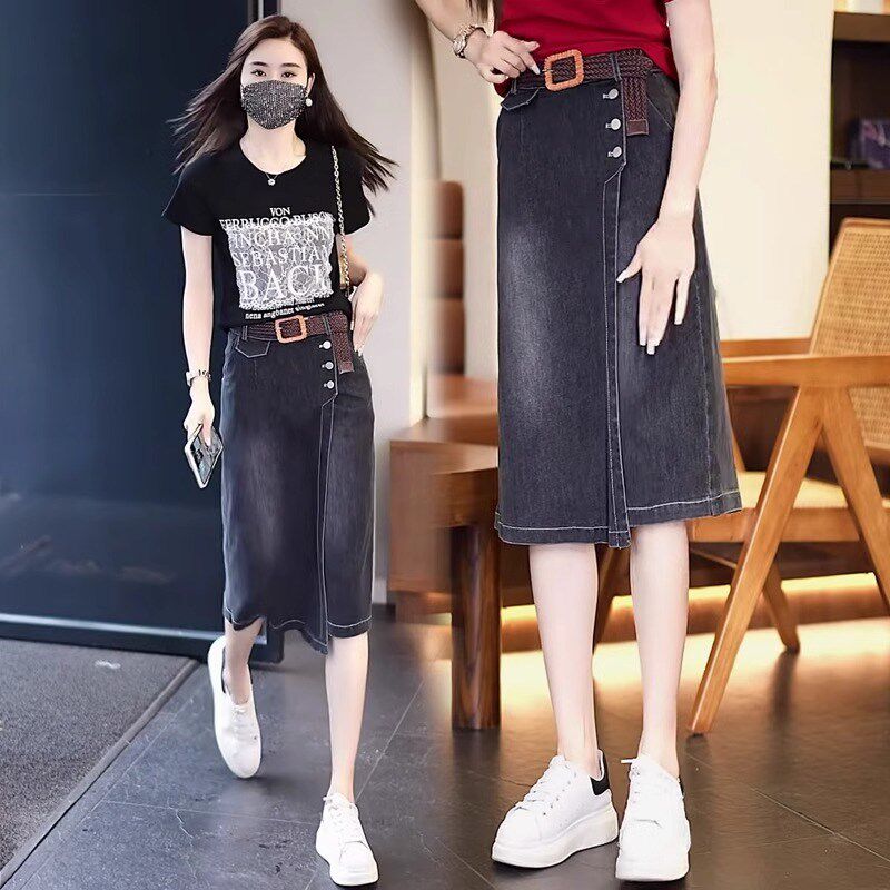 牛仔半身裙裤女夏薄款2025新款高腰显瘦裤裙夏天小个子七分阔腿裤