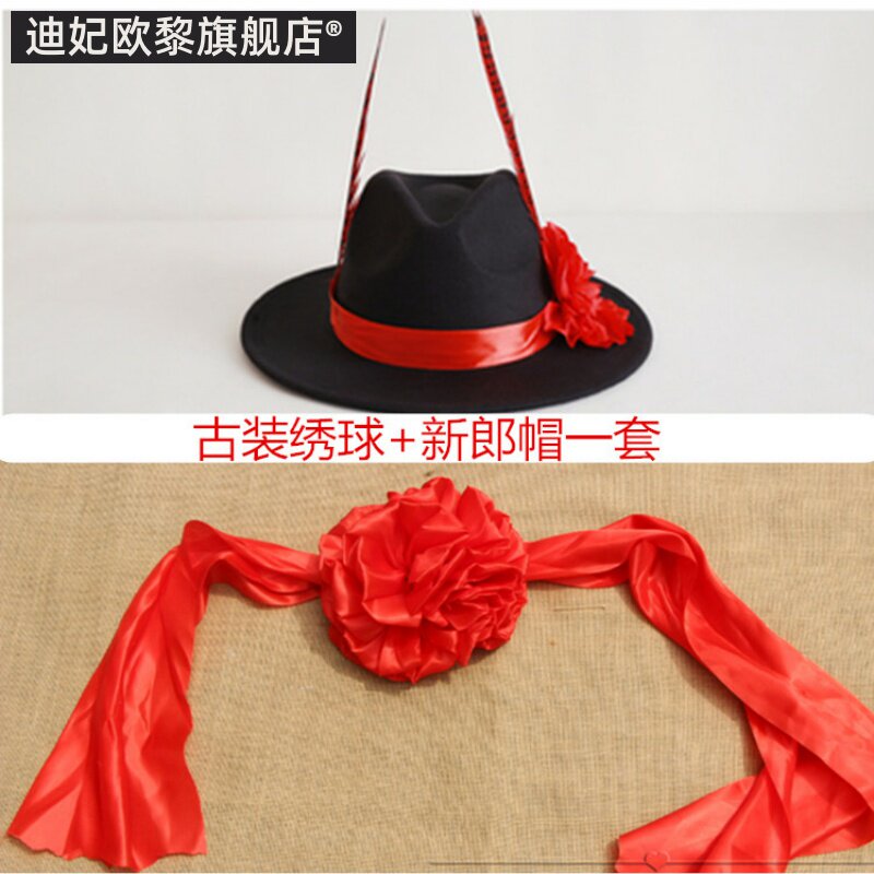 古装拍摄影道具舞台男士大沿帽子礼帽结婚庆影楼新郎官中式影视帽