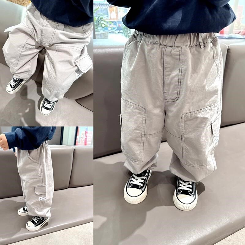 纯棉斜纹~男童洋气休闲工装裤2025春季新款中小童宝宝宽松裤子潮
