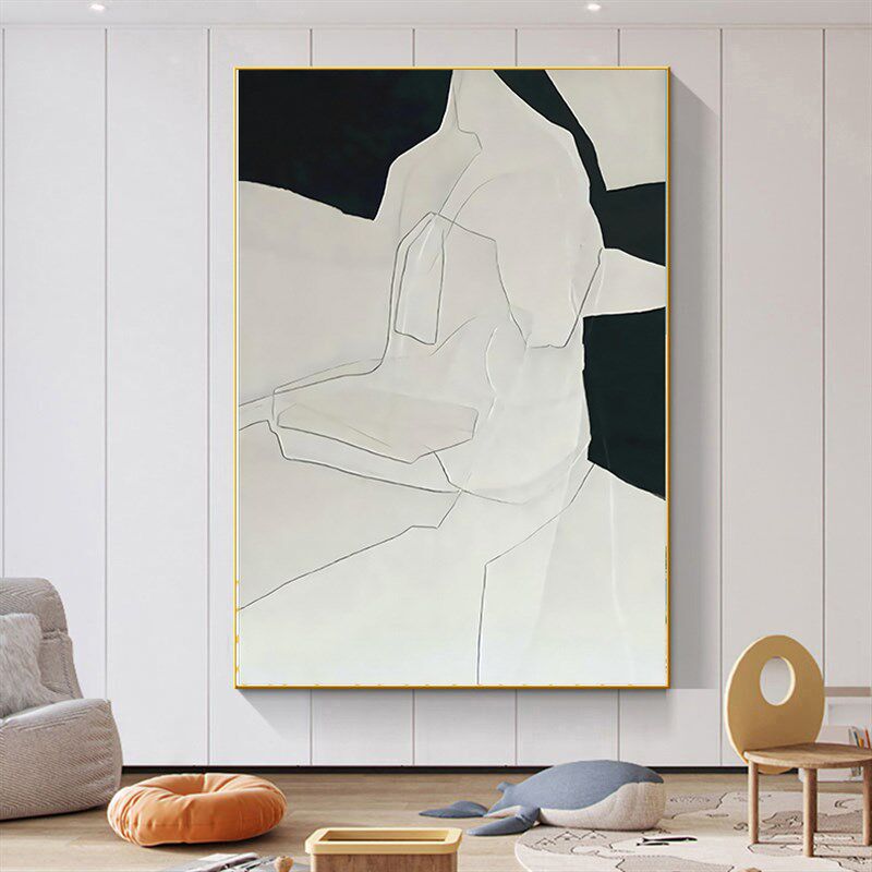 现代简约抽象客厅挂画侘寂风高级感墙面大幅沙发落地画玄关装饰画