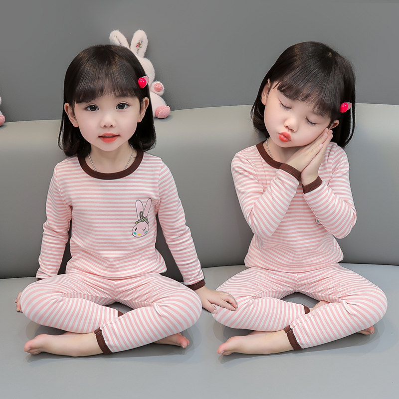 0婴儿纯棉内衣套组1宝宝长袖两件式睡衣2春秋款3女童家居服秋衣卫