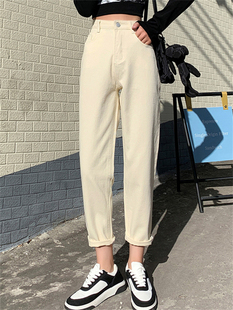 薄款 夏季 九分裤 显瘦黑色休闲直筒阔腿裤 子 白色牛仔裤 小个子裤 女裤