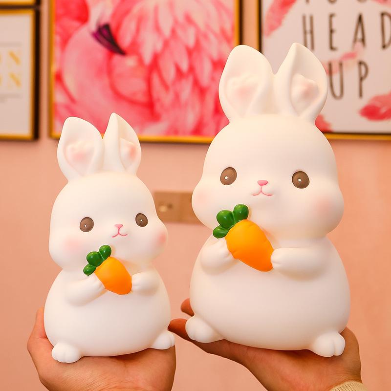 网红卡通搪胶防摔工艺糯米兔存钱罐儿童情人节生日礼品储蓄罐摆件