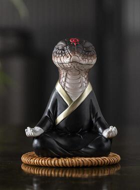 源头工厂发本命年禅意蛇摆件桌面招财车载装饰送礼物蟒蛇吉祥物