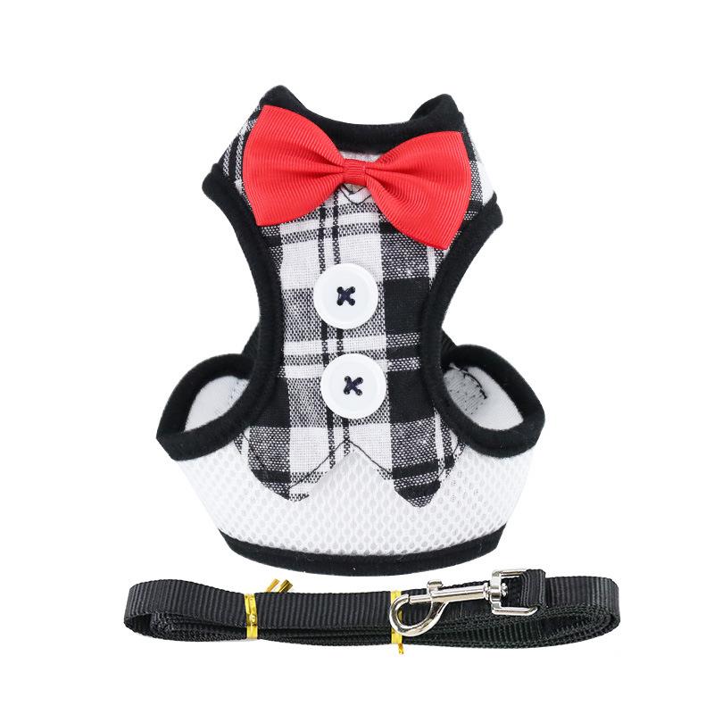宠物胸背带牵引绳套装防挣脱背心式蝴蝶结礼服猫背带透气