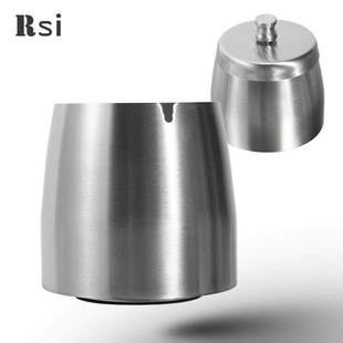 不锈钢烟灰缸夹细烟烟盅防风ktv酒吧打标烟缸带烟柱高身烟灰缸