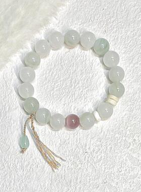 新中式冷门天山翠猫眼石玉石手串女复古超仙级感冷淡风串珠手饰