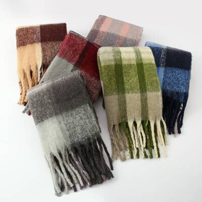 Plaid Scarf Women's Warm Mauhair Scarf For Men And Women