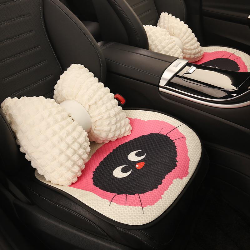 汽车坐垫四季通用座垫夏季透气冰丝凉垫座椅套半包卡通座套夏天女