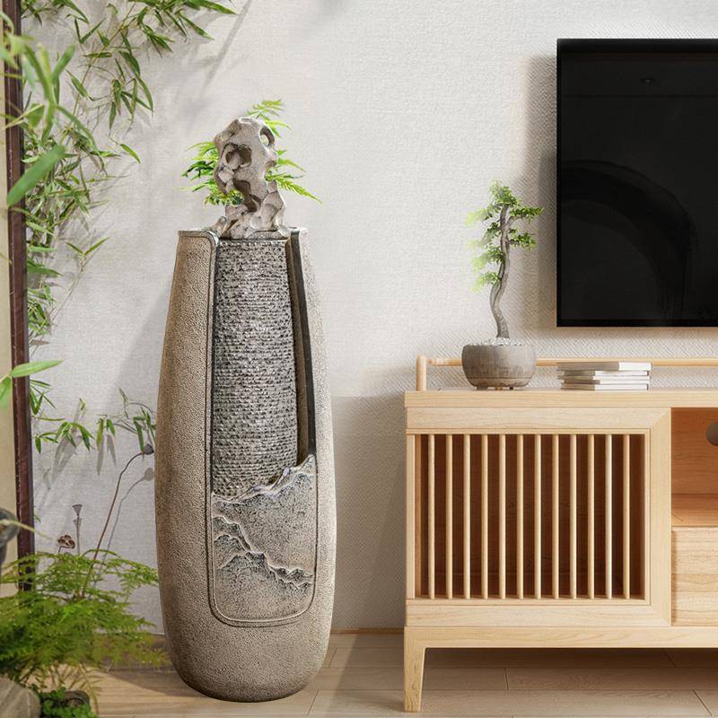 客厅落地流水摆件假山喷泉景观电视柜旁循环水家居装饰摆设