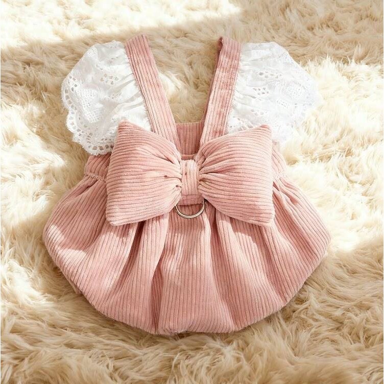 宠物衣服灯芯绒蝴蝶结可爱蝴蝶结流光纱公主裙泰迪比熊猫咪蕾丝