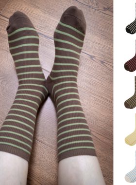 BigSocks彩色条纹袜显瘦百搭日韩ins风复古撞色拼色学生秋冬春夏