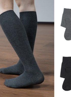 平纹小腿袜显瘦百搭堆堆袜纯色长筒袜女春秋棉袜加长款日韩jk风