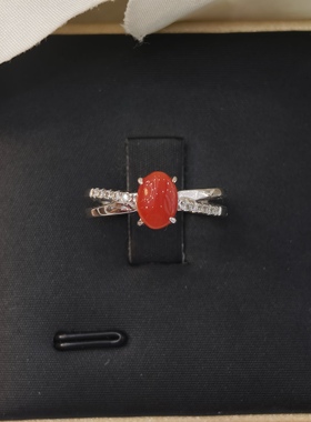 润石珠宝银925珊瑚戒指CR0432004