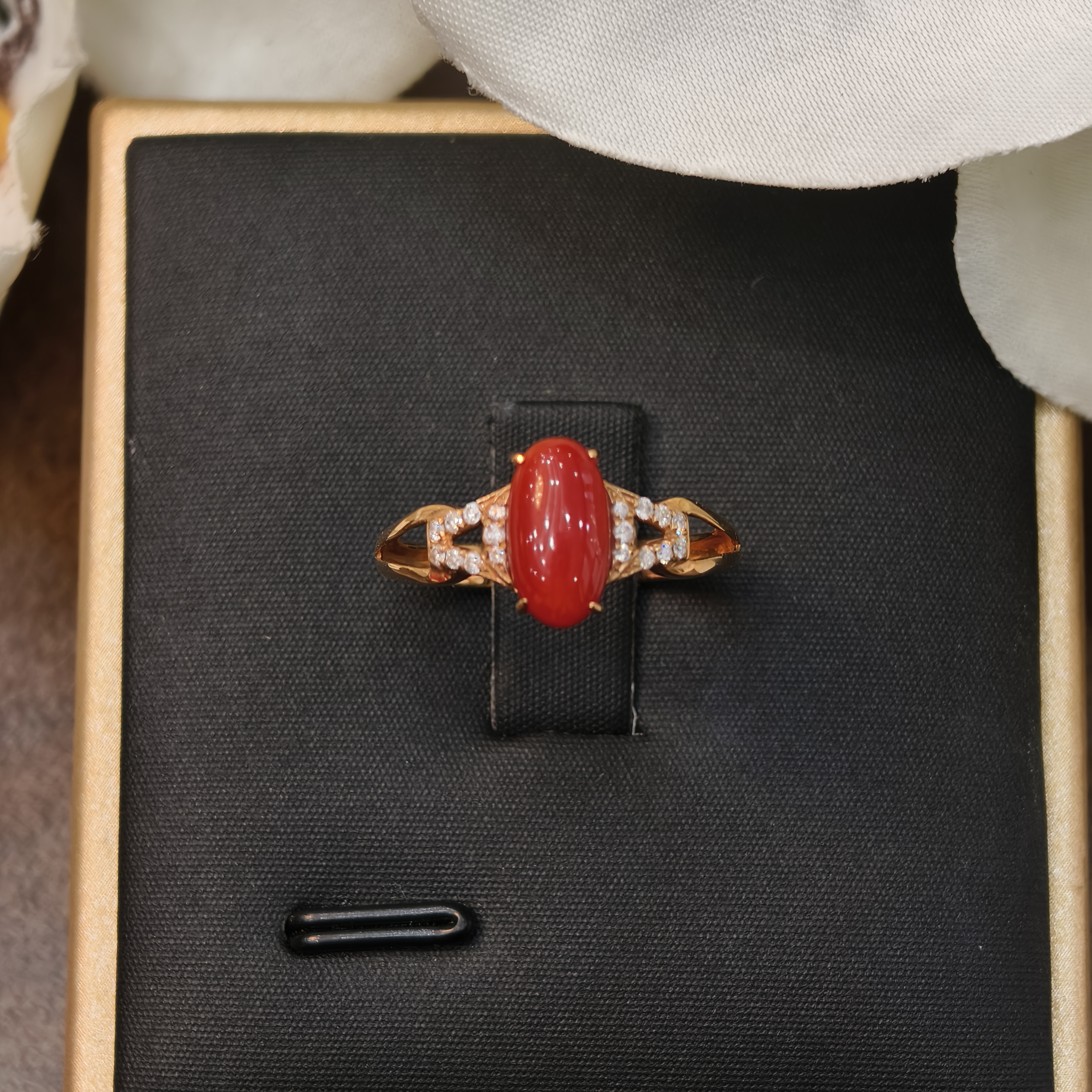 润石珠宝18K金珊瑚戒指1600019478