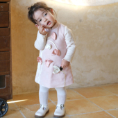 新年款 three sailors女宝进口丝绒旗袍立领裙子立体花朵新中式 冬