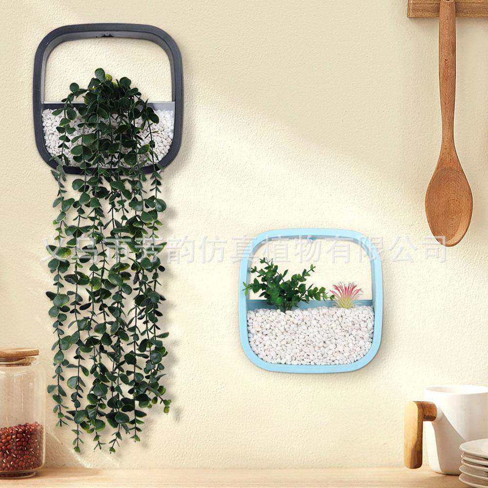 跨境DIY仿真绿植盆栽 创意家居墙体景观绿植垂条装饰仿真花假花