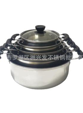 厂家直销 10pcs cookware set 东南亚非洲汤锅奶锅不锈钢10件套锅