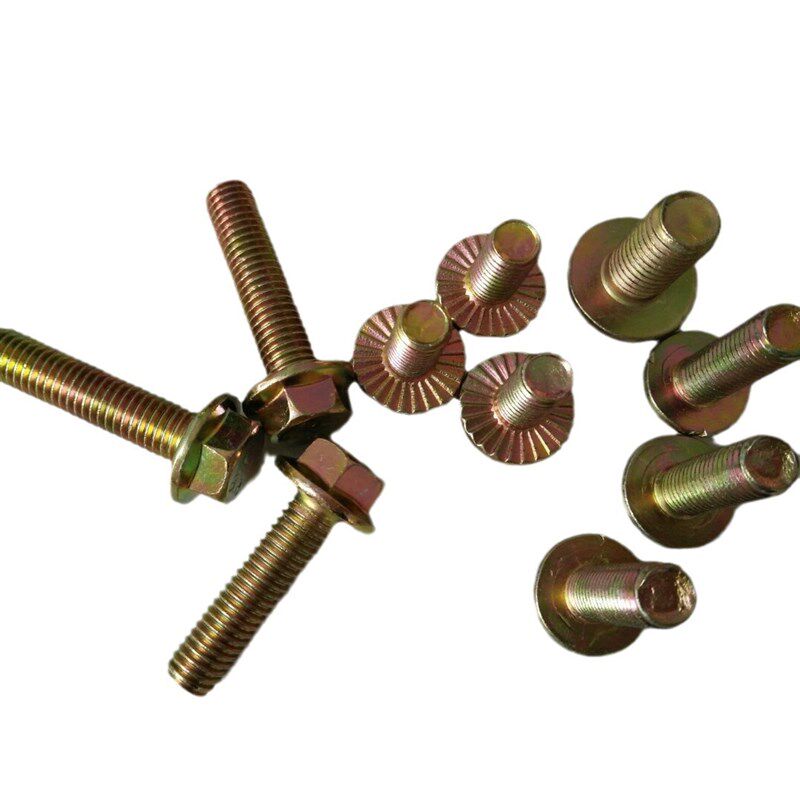 六角法兰面螺丝 法兰栓 白彩带齿六角螺丝 汽车专用紧固件M6-M10