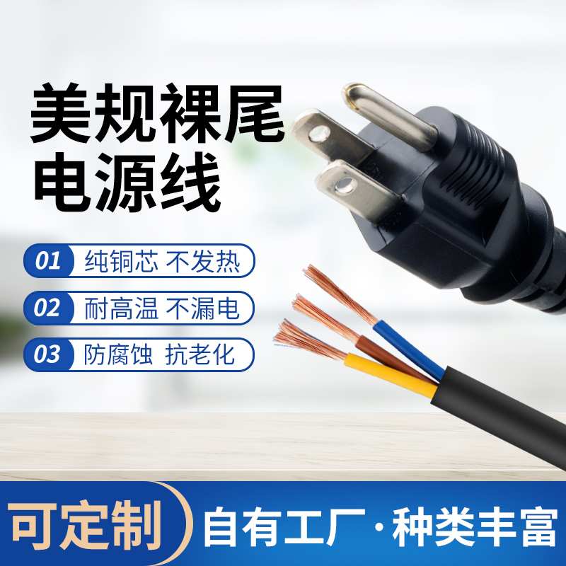 美标插头电源线多规格米数选择