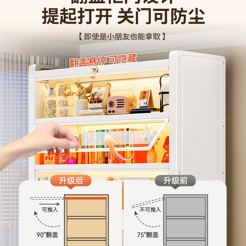 钢制玻璃书柜夹缝转角手办展示柜家用一体落地靠墙带门陈列储物柜