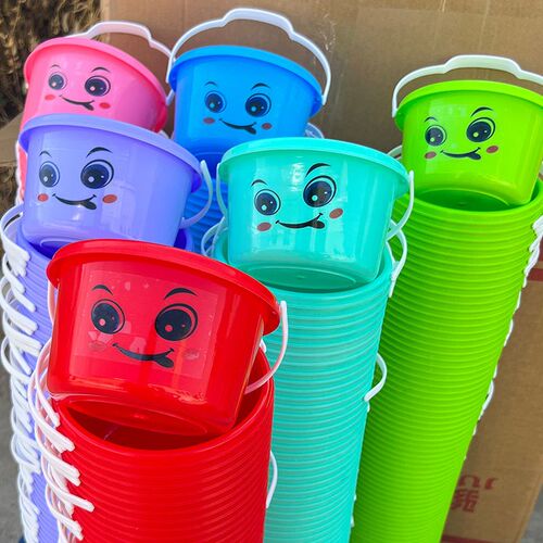 儿童沙滩玩具桶笑脸桶加厚塑料桶戏水玩沙挖沙子W工具玩雪赶海