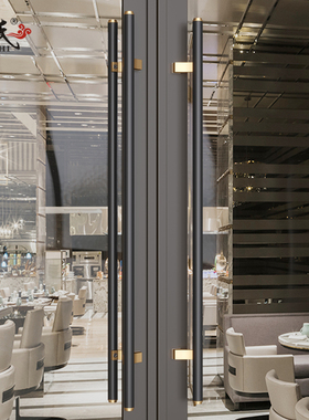 特厚高档不锈钢玻璃大门拉手黑灰色对装推拉实木门把手可订制孔距