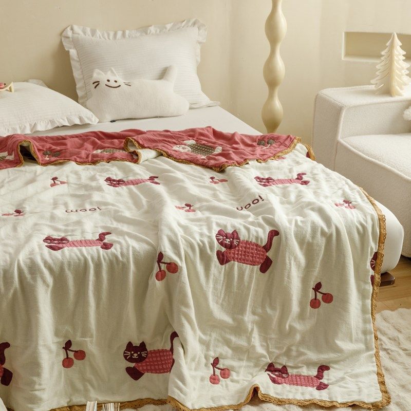 夏季薄款全棉五层纱布盖t毯毛巾被空调毯夏被幼儿园儿童午睡毯,床上用品,休闲毯/毛毯/绒毯,淘宝优惠券,粉丝福利购,淘宝优惠卷