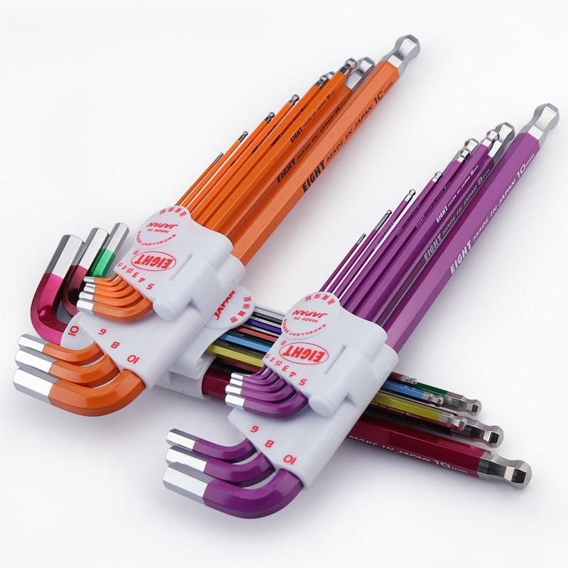 EIGHT百利进口内六角套装彩色BHC-S9N超硬钻石球头特长