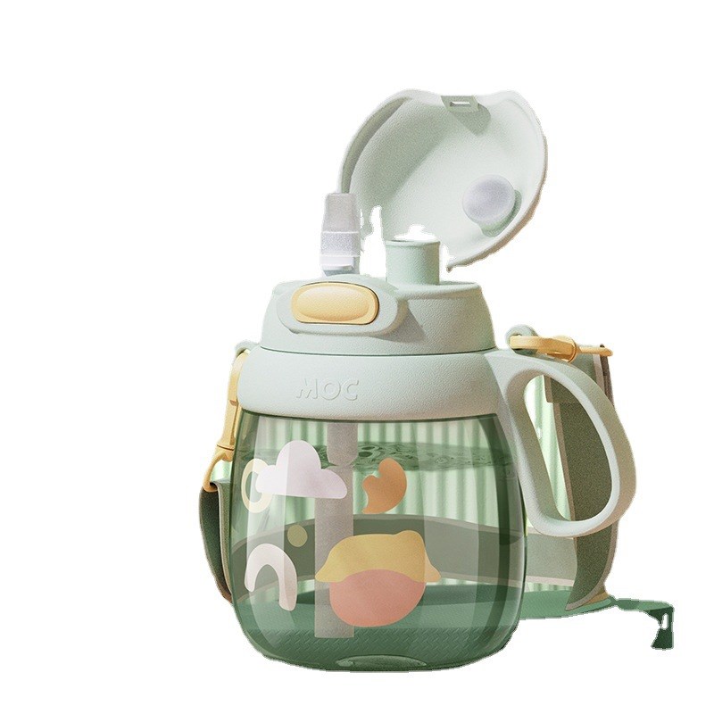 爆款双饮大肚杯1300ml大容量吸管饮水杯可爱耐摔耐磨pp水杯学生