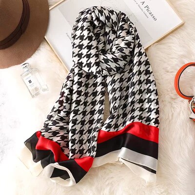 180*90cm Silk Scarf Foulard Bandana 2021 Long LrTage Shawl W