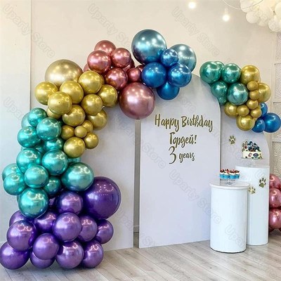10/20/30pcs Metallic Birtzhday Balloons Metal Blue Red