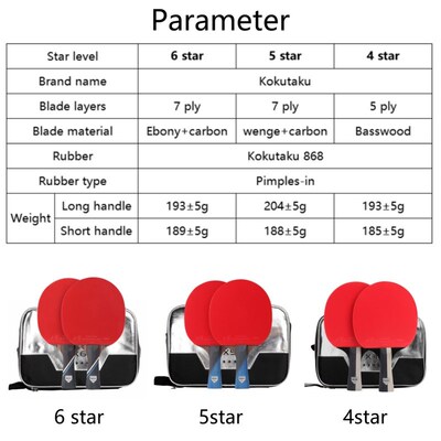 KOKUTAKU ITTF professional 4/5/6 StFar ping pong racket Carb
