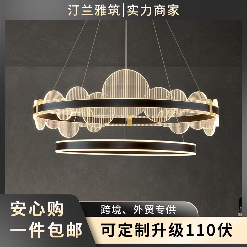 现代意式极简客厅高端环形吊灯新款简约大气轻奢餐厅主灯圆环灯具