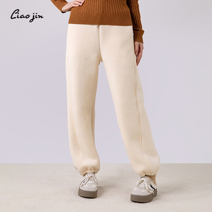 辽锦柞蚕丝【加肥加大】御寒裤加绒加厚男女同款保暖冬休闲束脚裤