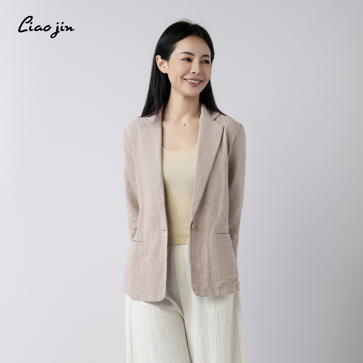 辽锦高端棉亚麻混纺苎麻西服外套图片