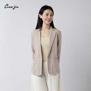 辽锦高端棉亚麻混纺苎麻西服外套女2026夏新款休闲通勤薄款透气