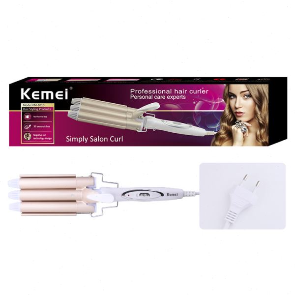 KEMEI科美KM-1010卷发器 蛋糕卷三棒蛋卷头 卷发器蛋卷棒